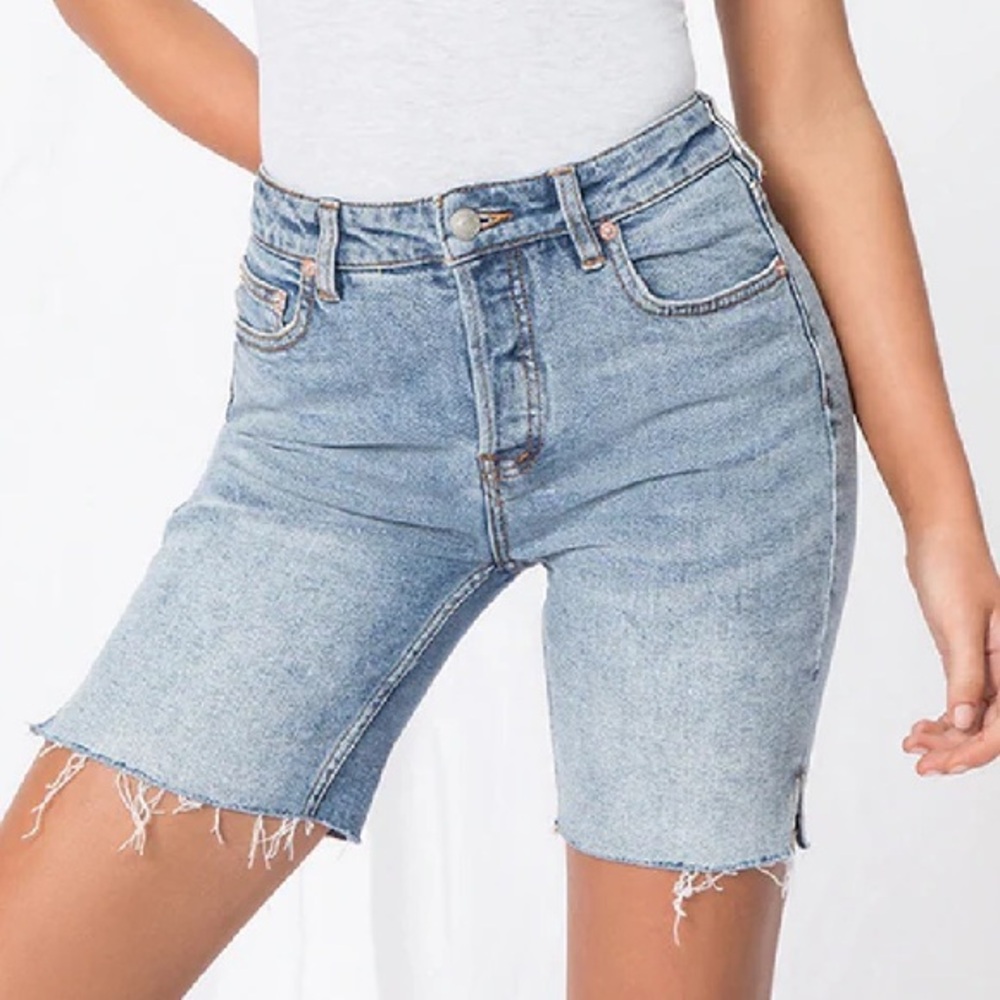We The Free Light Blue Denim Bermuda Shorts